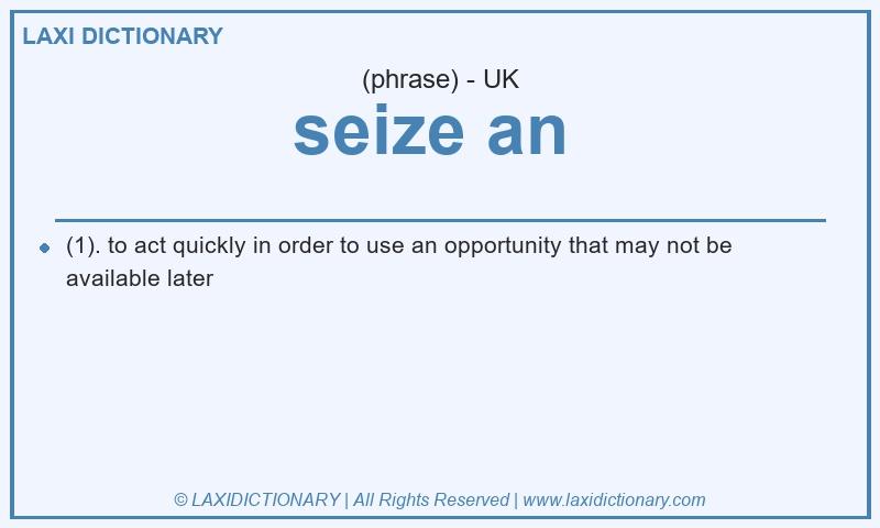 Definition seize an  in British English