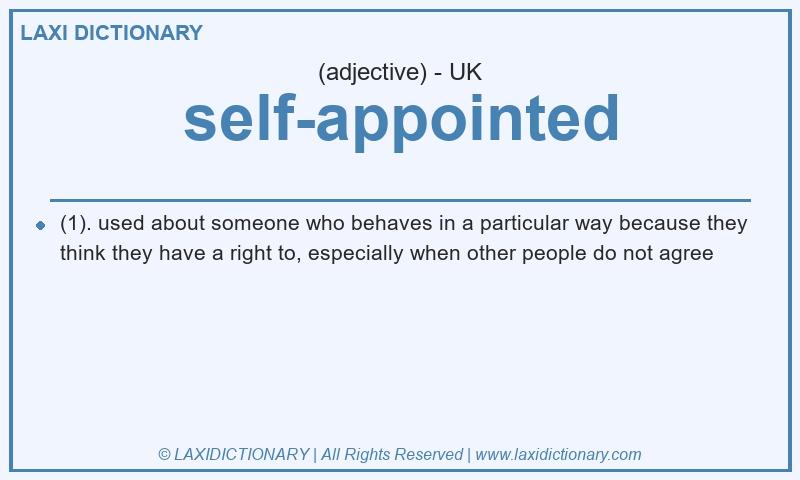 Definition self-appointed in British English