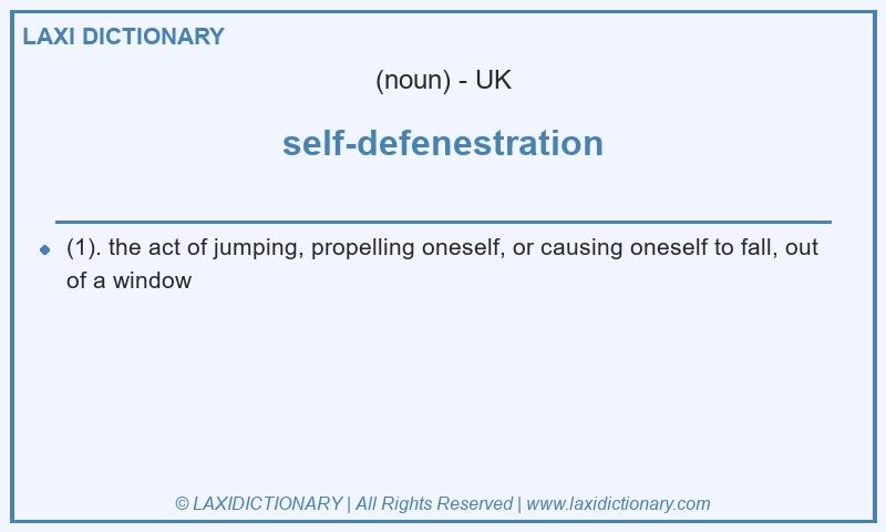 Definition self-defenestration in British English