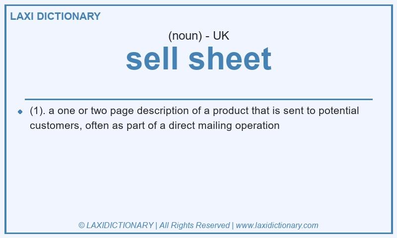 Definition sell sheet in British English