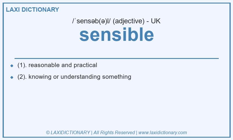Definition sensible in British English