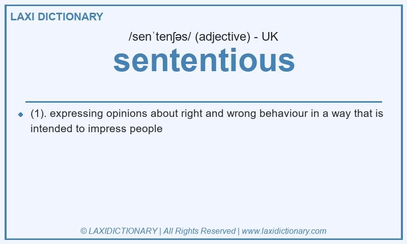 Definition sententious in British English