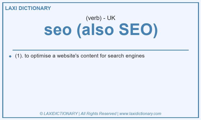 Definition seo (also SEO) in British English