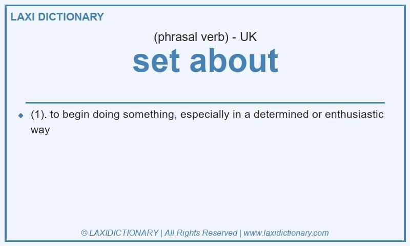 Definition set about in British English