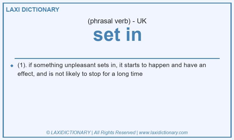 Definition set in in British English