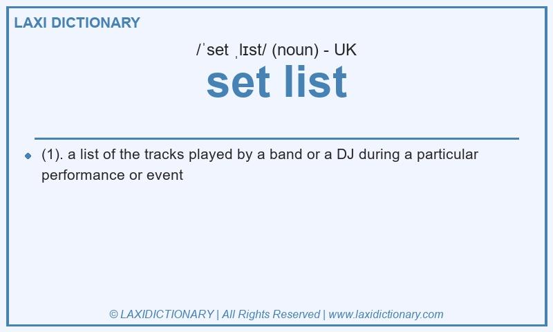 Definition set list in British English