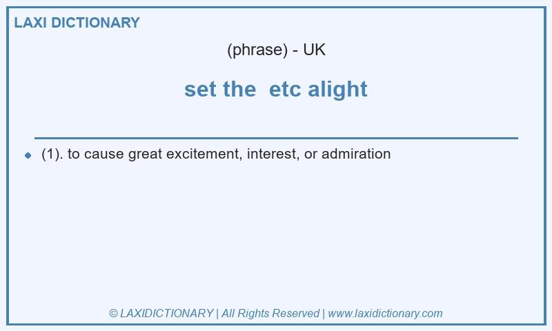 Definition set the etc alight in British English
