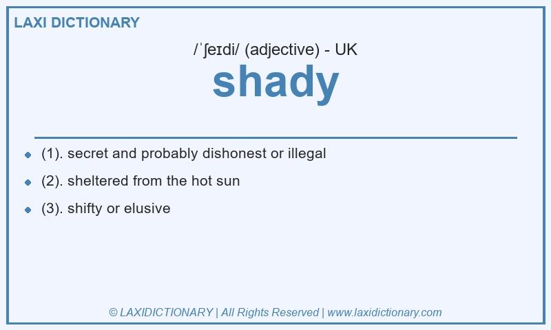 Definition shady in British English