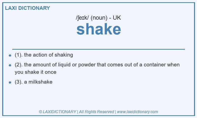Definition shake in British English