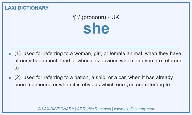 Definition she in British English
