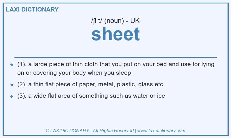 Definition sheet in British English