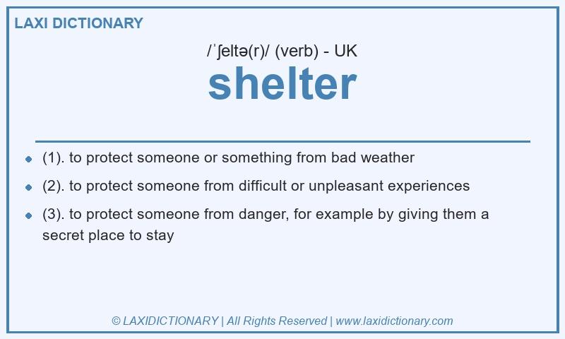 Definition shelter in British English
