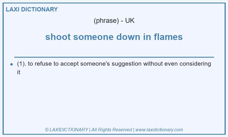 Definition shoot someone down in flames in British English
