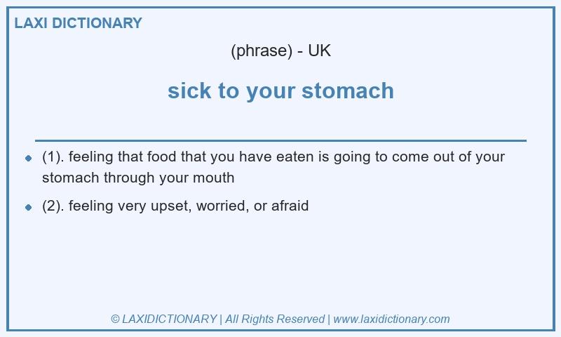 Definition sick to your stomach in British English
