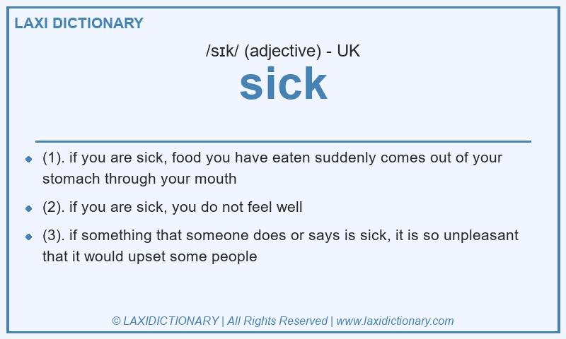 Definition sick in British English