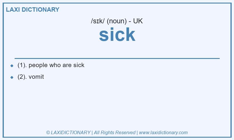 Definition sick in British English