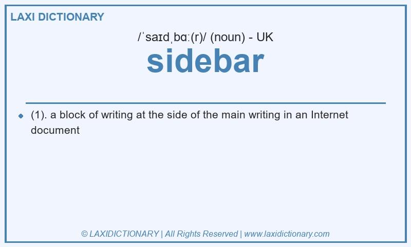 Definition sidebar in British English