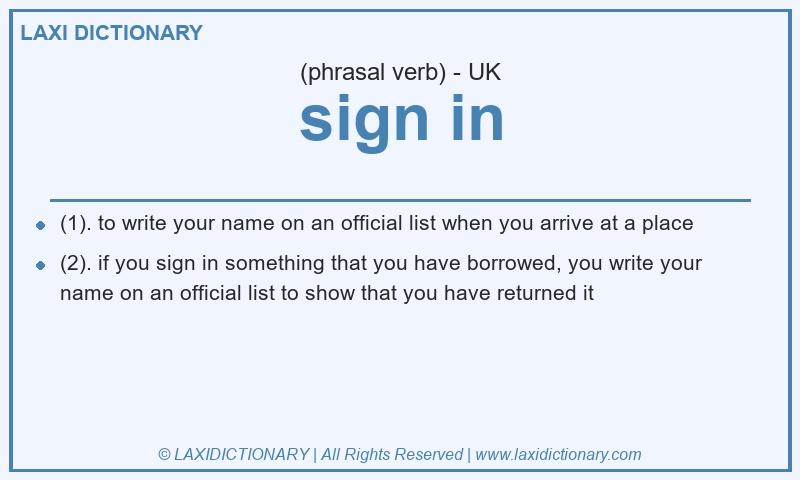 Definition sign in in British English