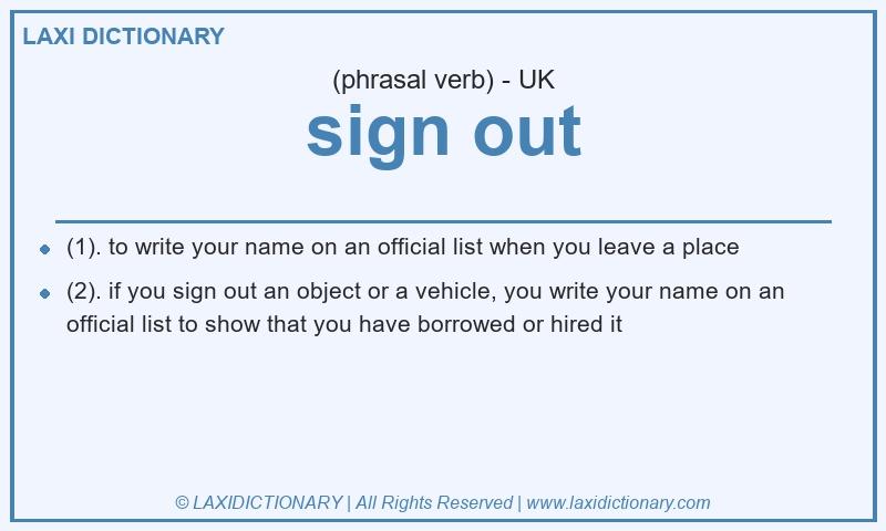 Definition sign out in British English