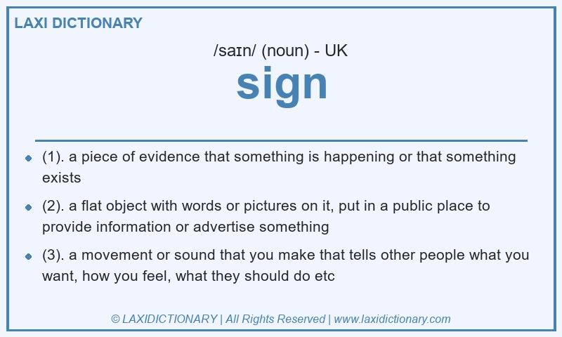 Definition sign in British English