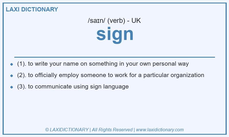 Definition sign in British English