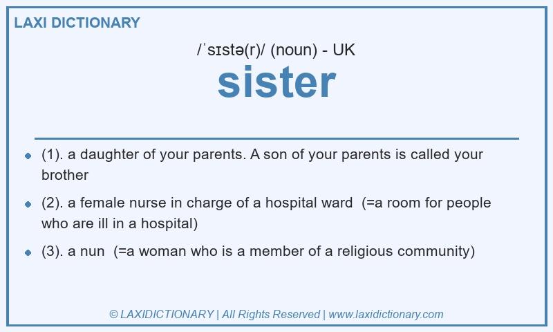 Definition sister in British English