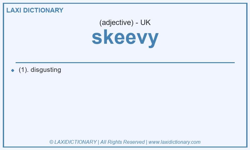 Definition skeevy in British English