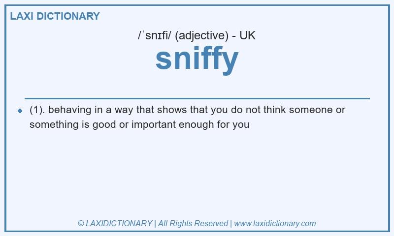 Definition sniffy in British English