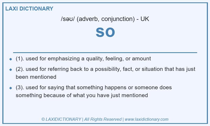 Definition so in British English