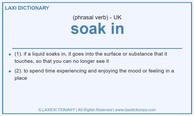 Definition soak in in British English