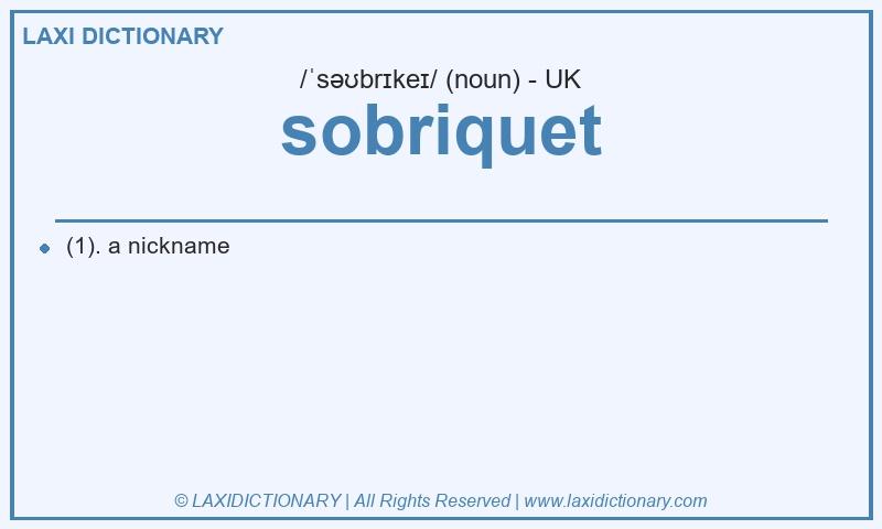 Definition sobriquet in British English