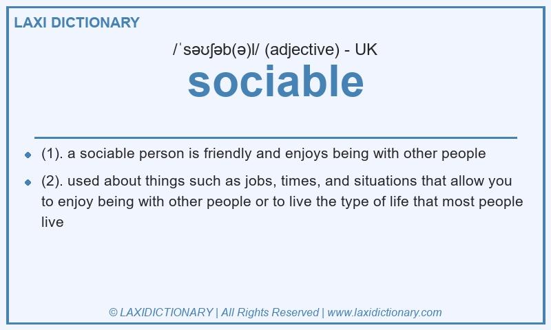 Definition sociable in British English