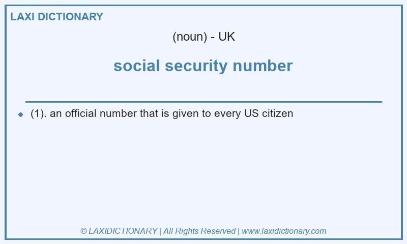 Definition social security number in British English