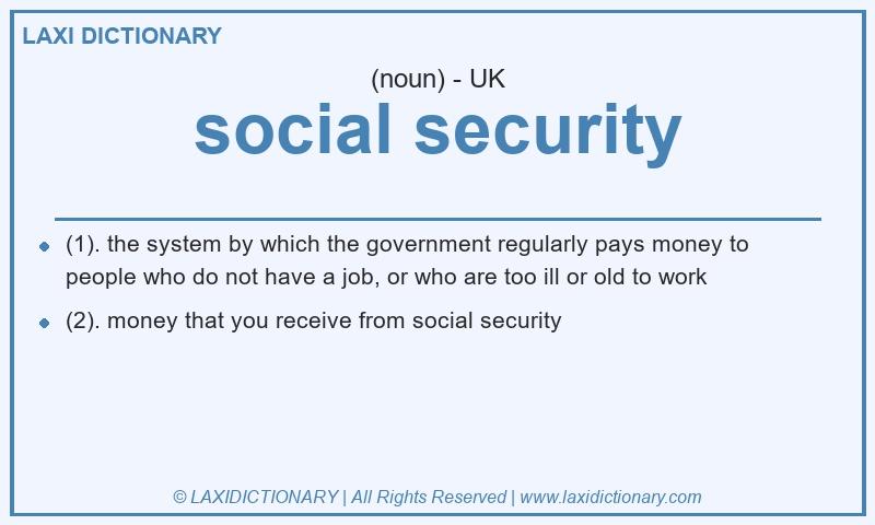 Definition social security in British English