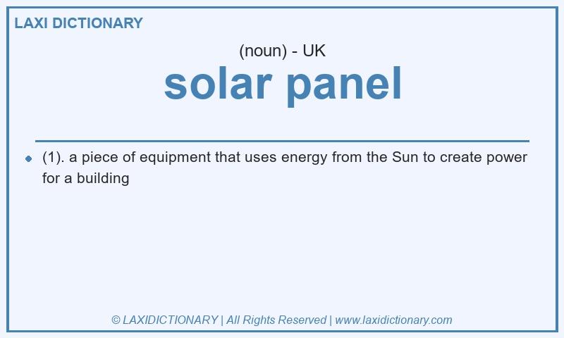 Definition solar panel in British English