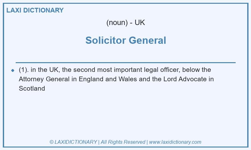 Definition Solicitor General in British English