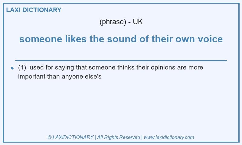 Definition someone likes the sound of their own voice in British English