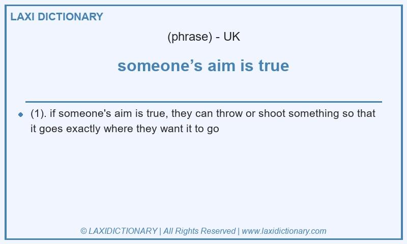 Definition someone’s aim is true in British English