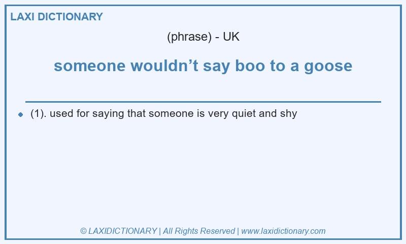 Definition someone wouldn’t say boo to a goose in British English