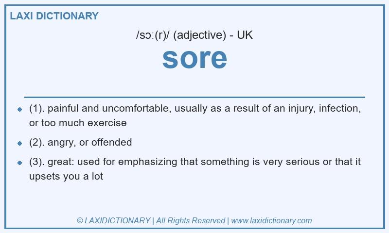 Definition sore in British English