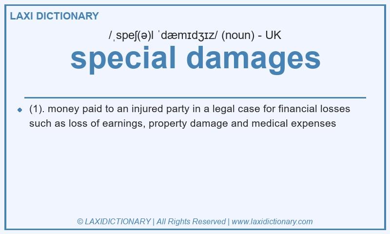 Definition special damages in British English