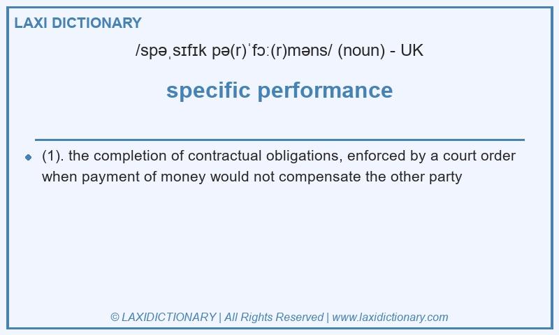 Definition specific performance in British English