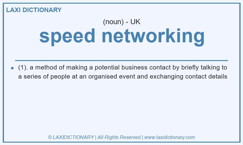 Definition speed networking in British English