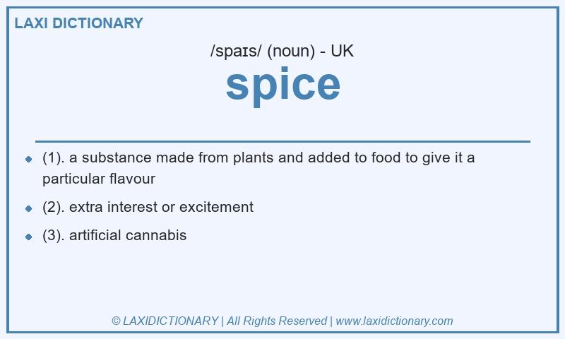 Definition spice in British English