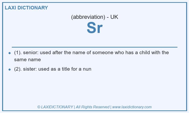 Definition Sr in British English