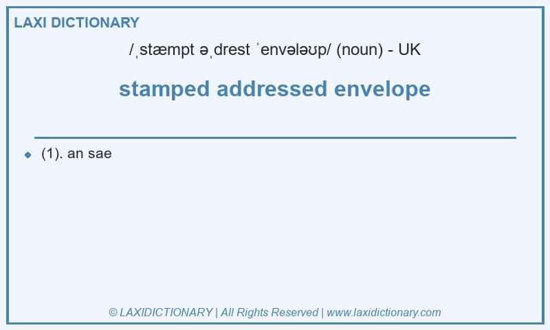 Definition stamped addressed envelope in British English
