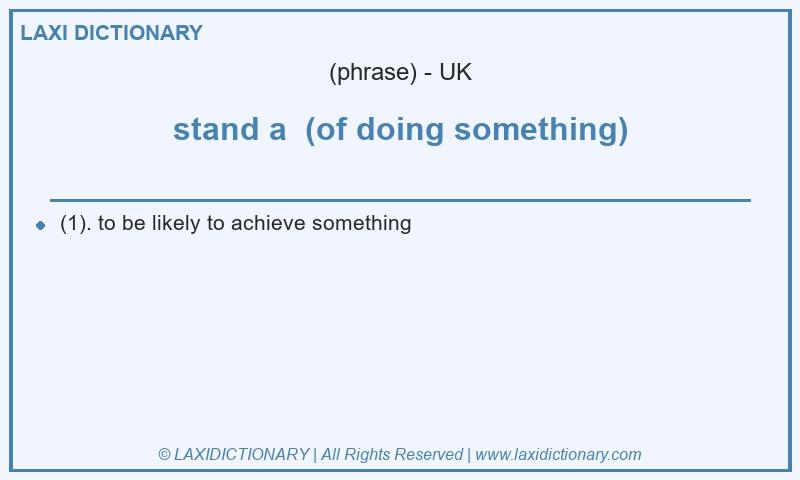 Definition stand a (of doing something) in British English