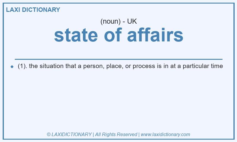 Definition state of affairs in British English