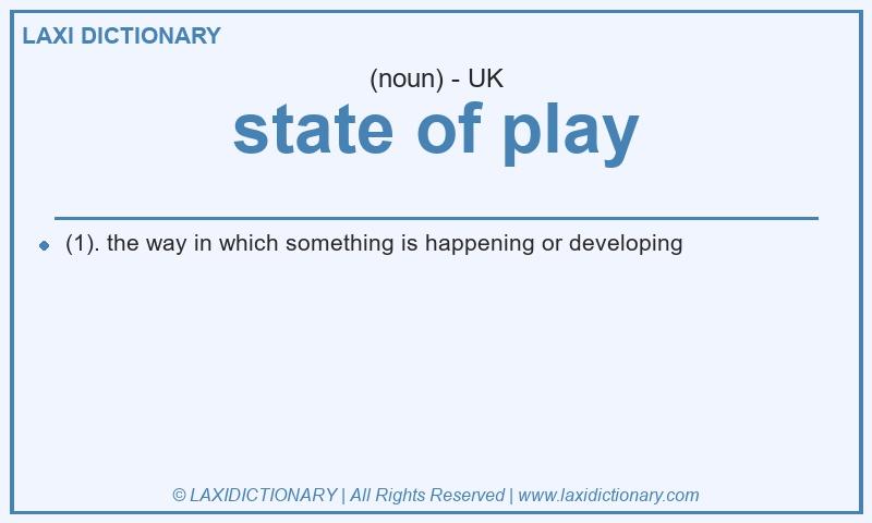 Definition state of play in British English
