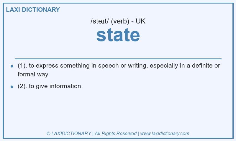 Definition state in British English